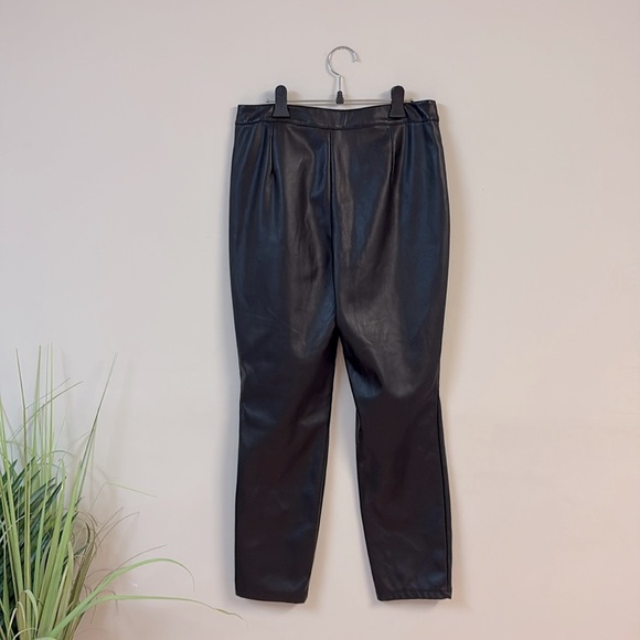Noisy may NMANDY MONI PU HW ANKLE Black Faux Leather Pants size L - Picture 3 of 5